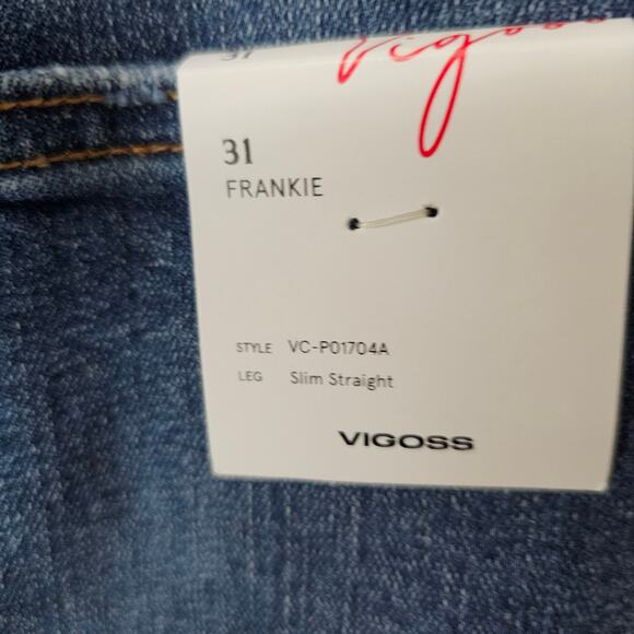 NWT Vigoss Frankie Slim Straight Jeans Womens size 31 Medium Wash - Picture 8 of 9